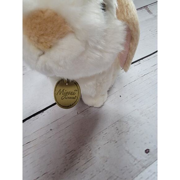 Miyoni by Aurora Rabbit Bunny White Tan ears 6” Plush Stuffed Animal Soft Easter - Picture 7 of 9
